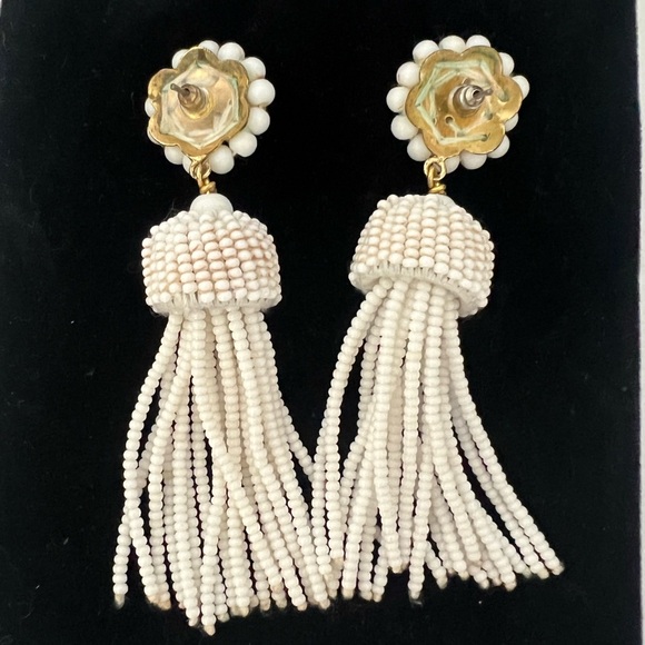 Lisi Lerch White Beaded Tassel Earrings - Picture 6 of 6